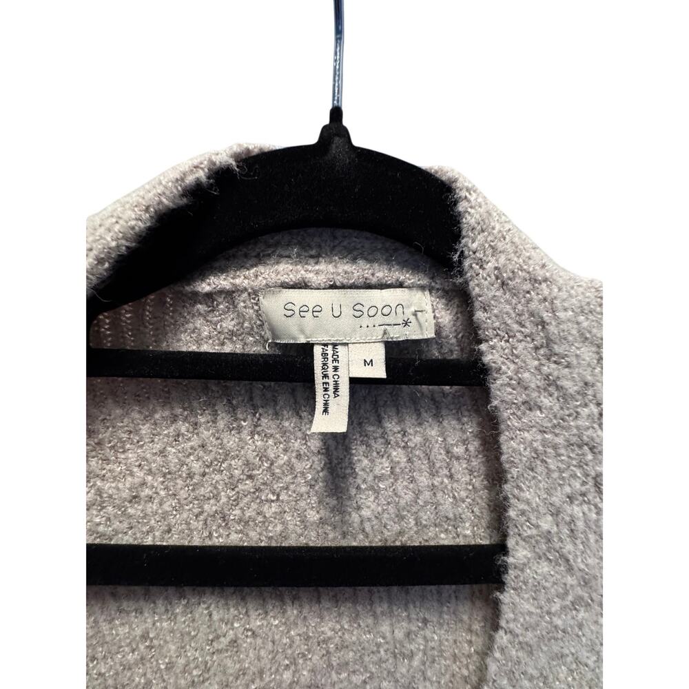 See U Soon Size M Oversized Colorblock Knit Button Up Cardigan Sweater Pink Tan - Picture 4 of 7